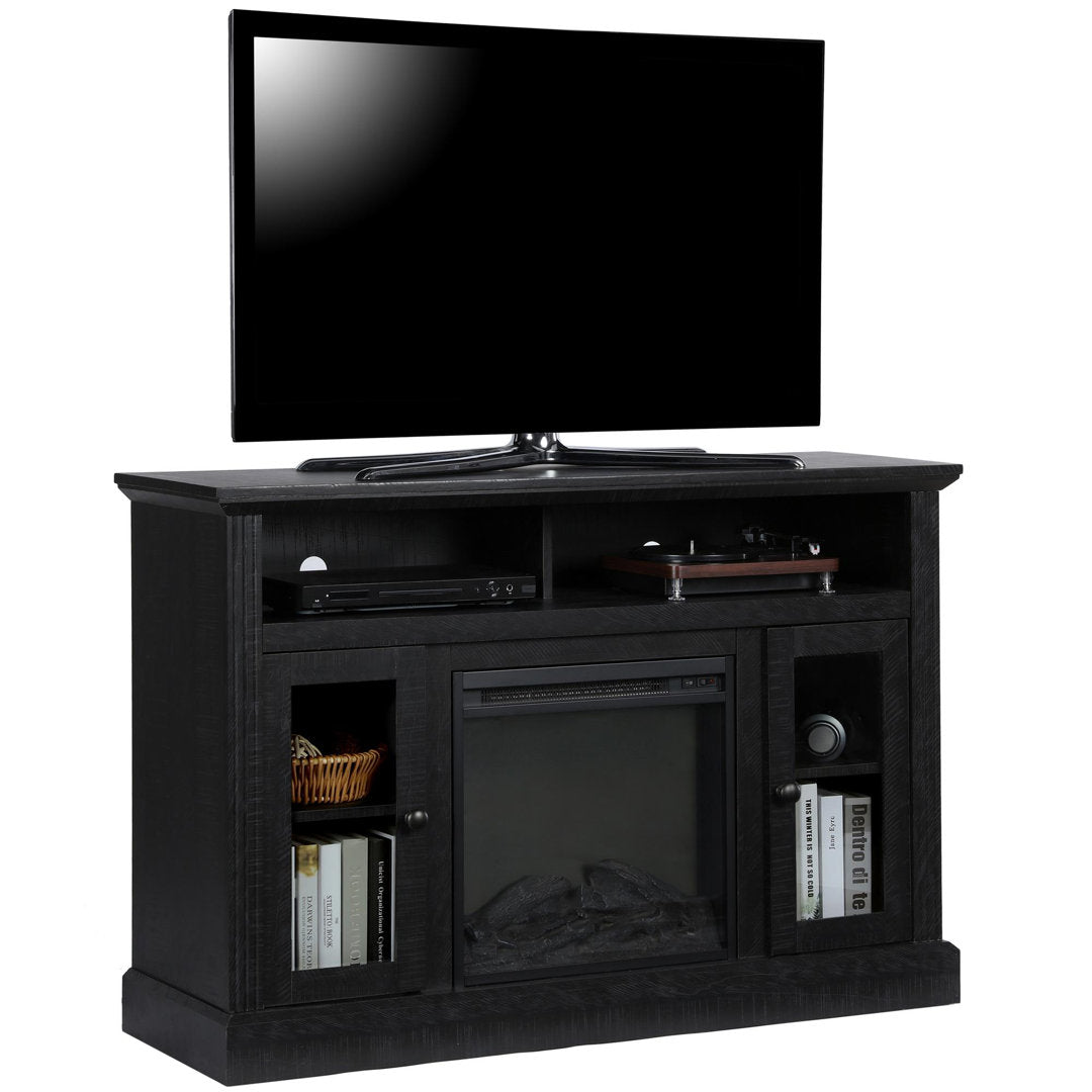 Tucci TV Stand for TVs up to 50" with Electric Fireplace Included Darby Home Co Color: Black