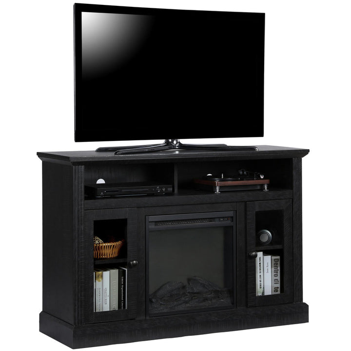 Tucci TV Stand for TVs up to 50" with Electric Fireplace Included Darby Home Co Color: Black