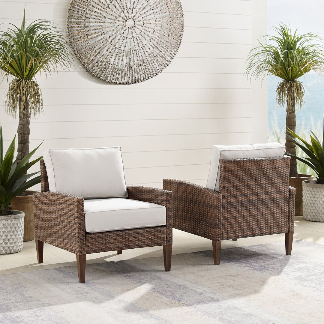Gabor Patio Chair with Cushions (Set of 2) Birch Lane™ Cushion Color: Cream
