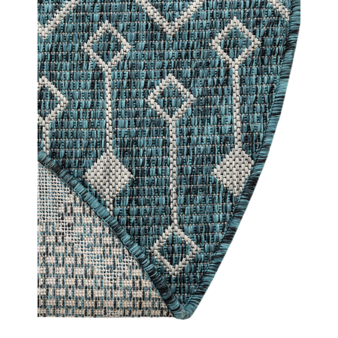 Innsbrook Southwestern Power Loom Teal Indoor/Outdoor Area Rug Laurel Foundry Modern Farmhouse® Rug Size: Round 10'