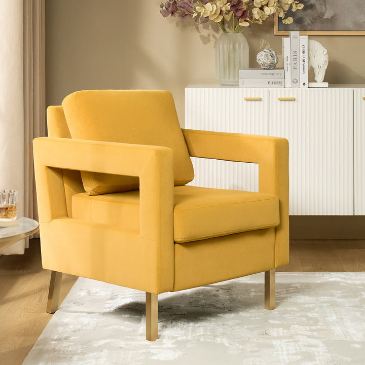 Clayne Velvet Armchair Etta Avenue™ Fabric: Mustard Velvet