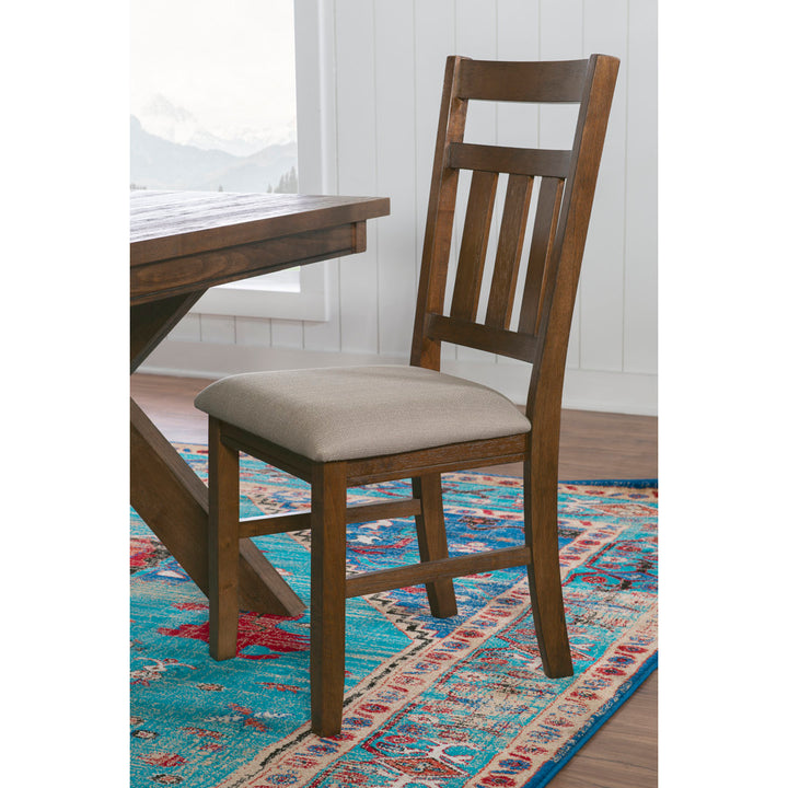Gigi Slat Back Wood Upholstered Side Chair (Set of 2) Kelly Clarkson Home Color: Rustic Umber