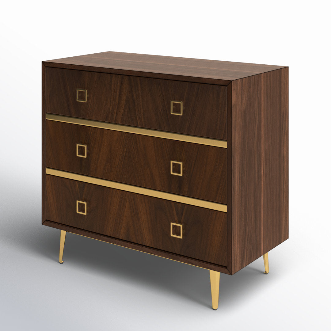 Malia 3 Drawers 31.9" W Dresser AllModern Color: Walnut/Gold