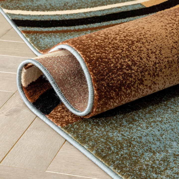 Abbie Arcs & Shapes Light Blue Modern Rug Winston Porter Rug Size: Runner 2'7" x 9'6"