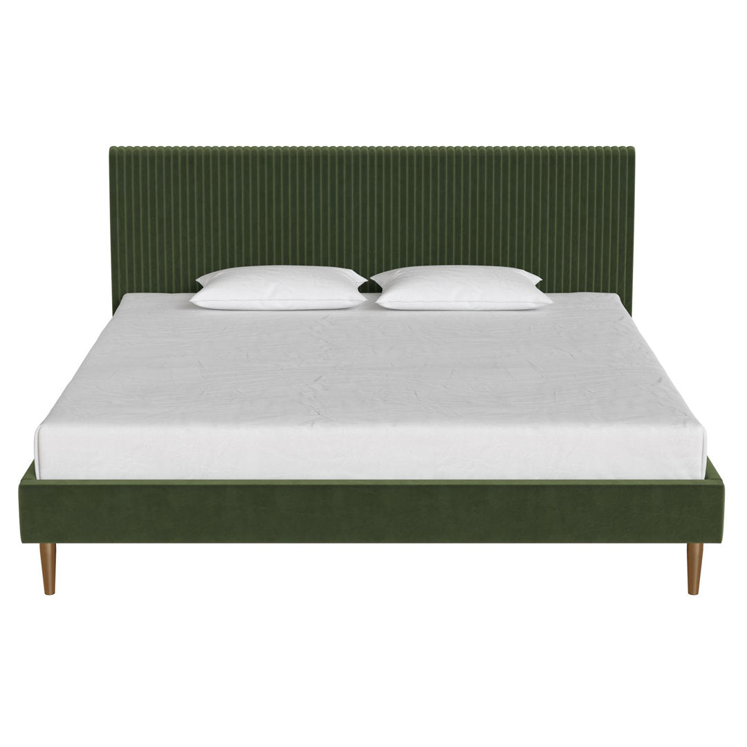 Daphne Upholstered Low Profile Platform Bed Mr. Kate Color: Olive Green Velvet Size: King