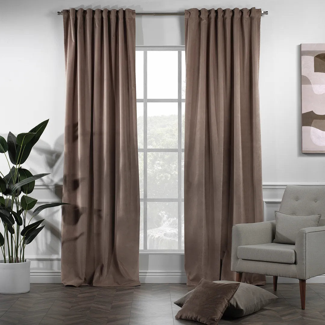 Matte Velvet Extra wide x Extra Long Custom Made Decorative Single Panel Lilijan Home & Curtain Curtain Color: 19 Beaver Size per Panel: 100" W x 216" L