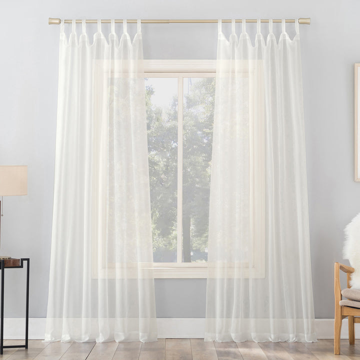 Wayfair Basics® Sheer Tab Top Curtain Panel Wayfair Basics® Curtain Color: Eggshell Size per Panel: 59"W x 63"L