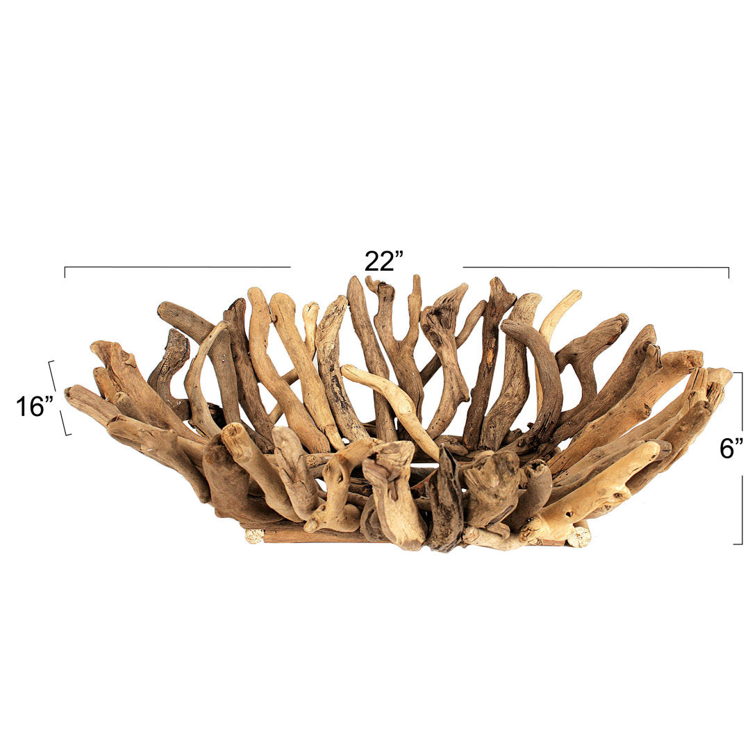 Bucareli Driftwood Oval Decorative Bowl in Brown Beachcrest Home™