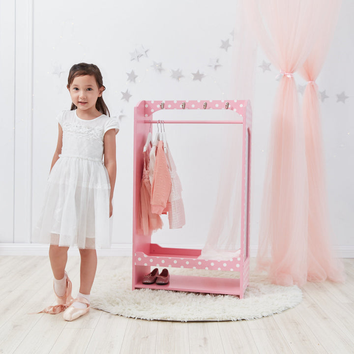 Teamson Kids Wooden Mirrored Open Armoire with Two Shelves Teamson Kids
