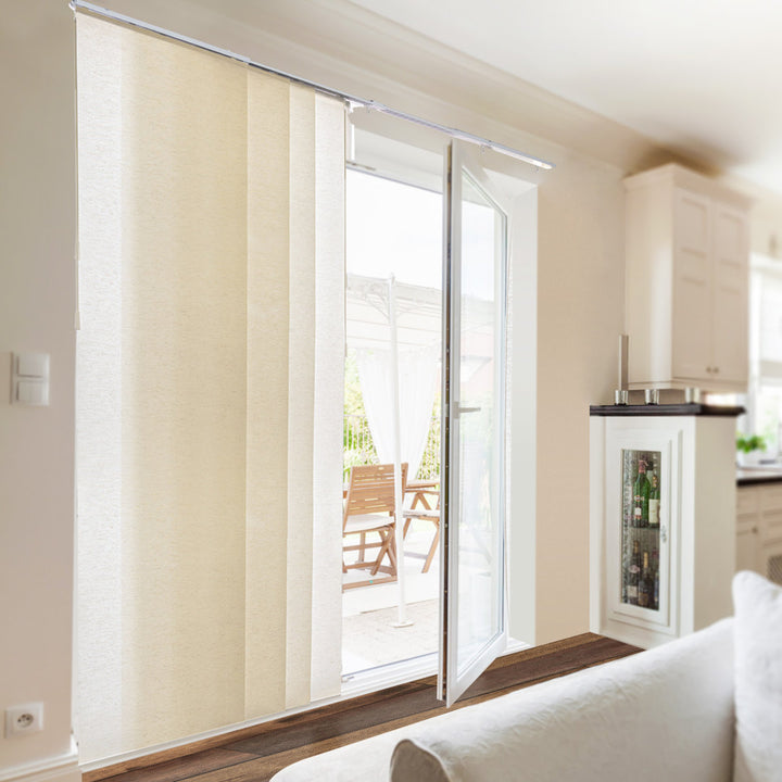 Adjustable Sliding Panel Track Semi-Sheer Vertical Blind Latitude Run® Color: Country Ivory