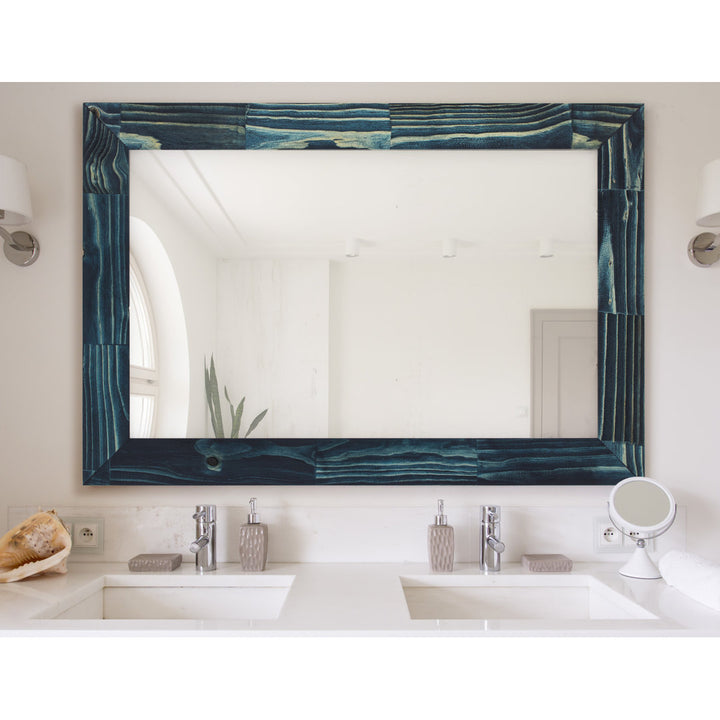 Aydrien Farmhouse / Country Distressed Mirror Millwood Pines Size: 44" x 32" Finish: Blue