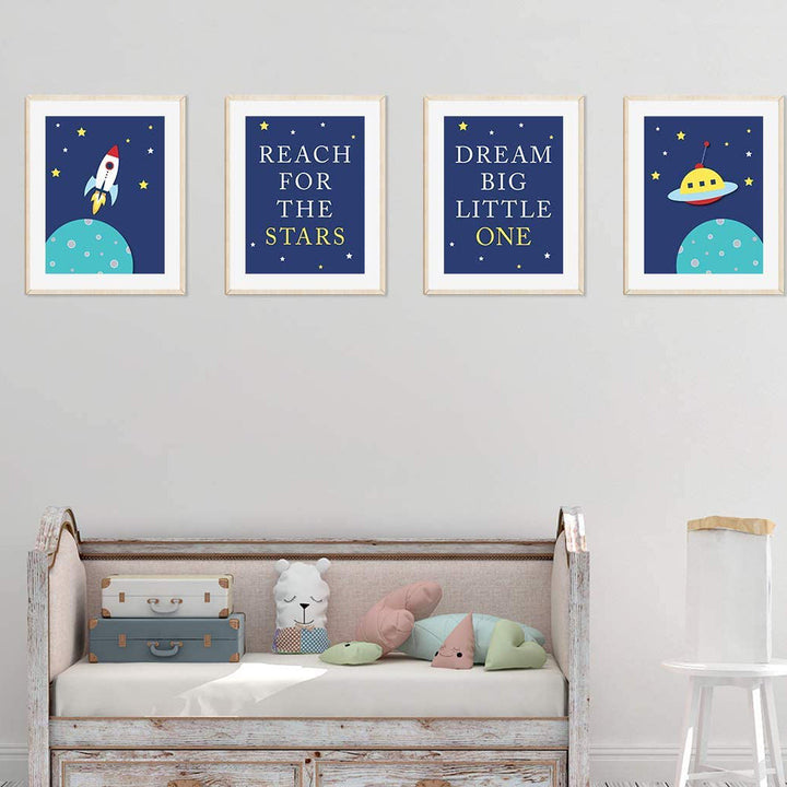Wisner Rocket Ship 4-Piece Set Paper Print Zoomie Kids