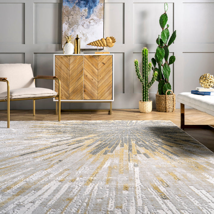Nissen Abstract Power Loom Yellow/Gray Rug Everly Quinn Rug Size: Rectangle 5' x 8'