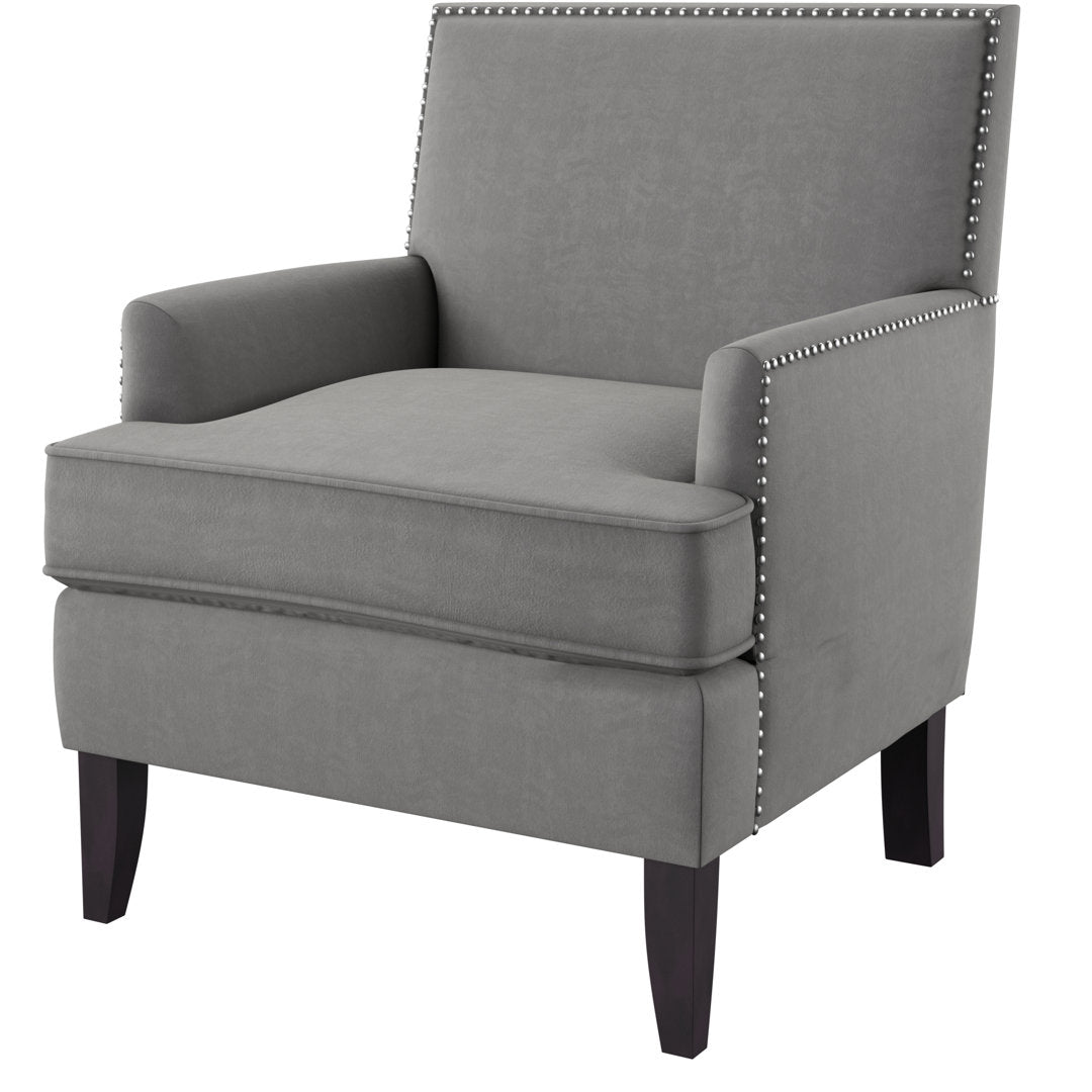 Colton Nailhead Club Chair Three Posts™ Upholstery Color: Gray Polyester