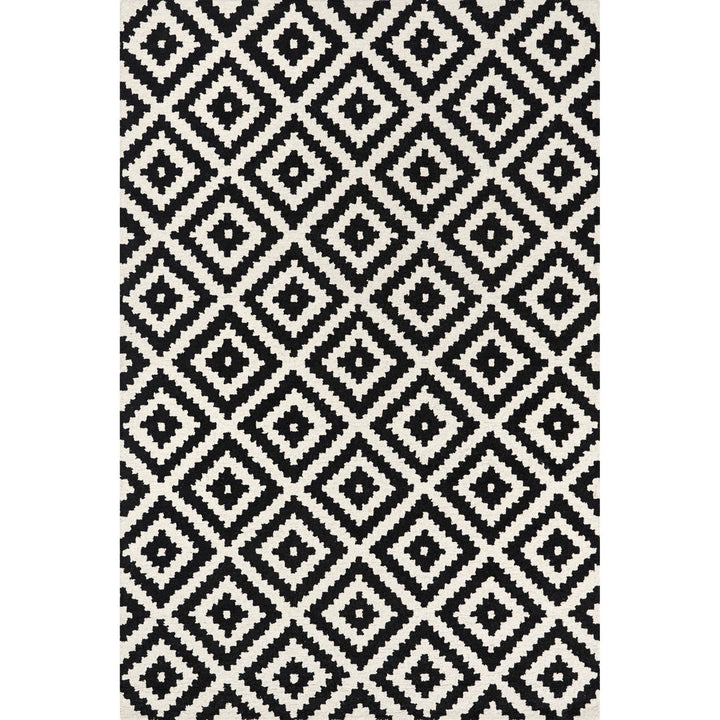 Decca Geometric Handmade Tufted Wool Black/Cream Area Rug George Oliver Rug Size: Rectangle 12' x 18'