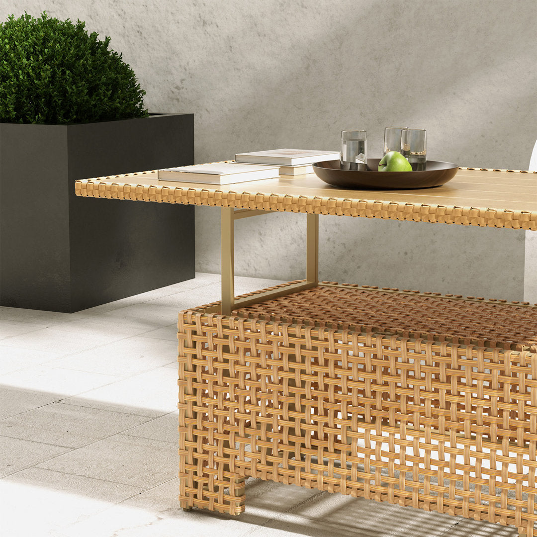 51.25'' L x 27'' W Extendable Outdoor Wicker Coffee Table Grand Patio