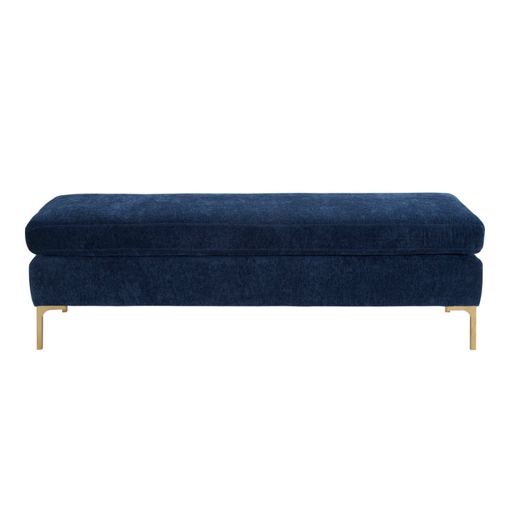 Baye Upholstered Bench AllModern Color: Navy Blue Velvet