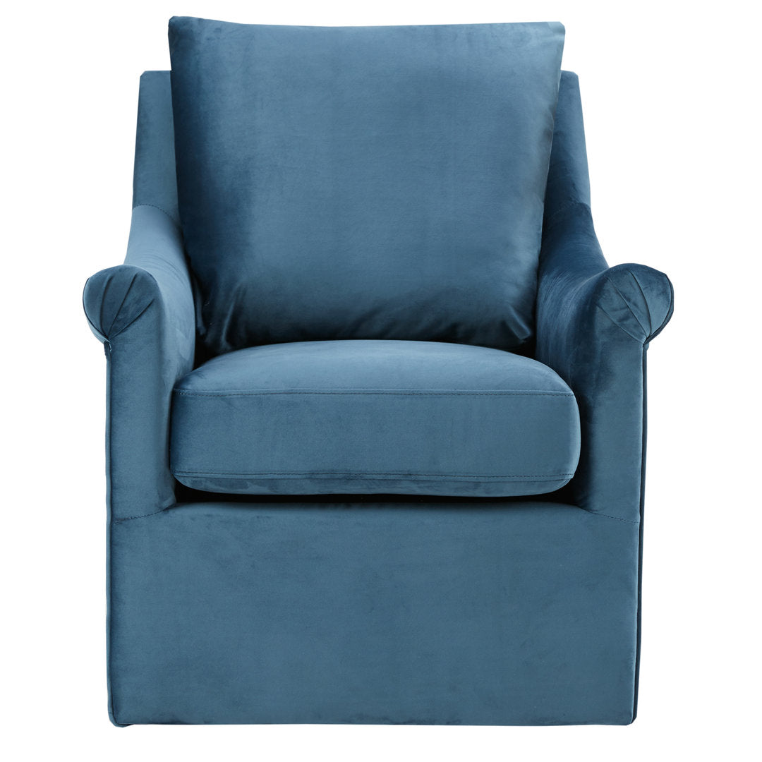 Atlanta Velvet Swivel Armchair Kelly Clarkson Home Upholstery Color: Blue