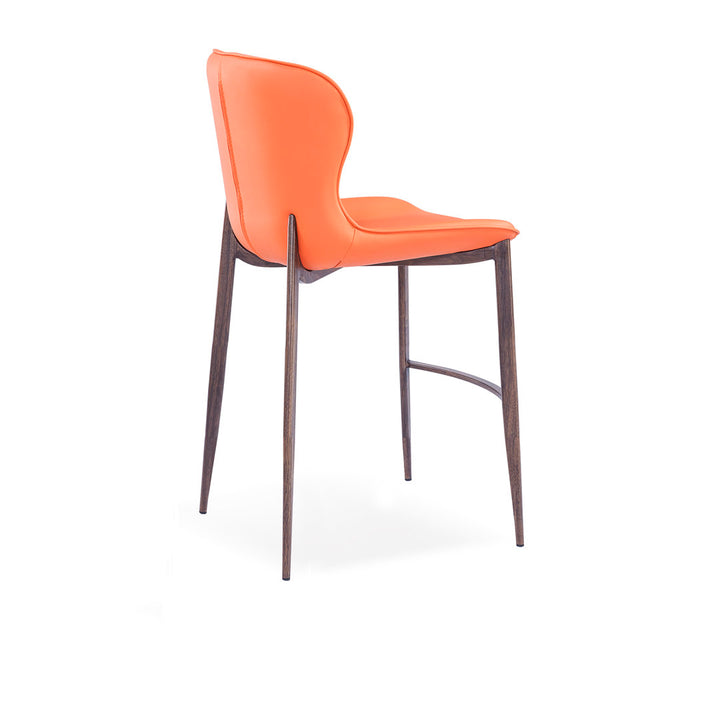 Albert Upholstered Bar & Counter Stool Upper Square™ Base Color: Wood Veneer, Upholstery Color: Orange Seat Height: Counter Stool (24” Seat Height)