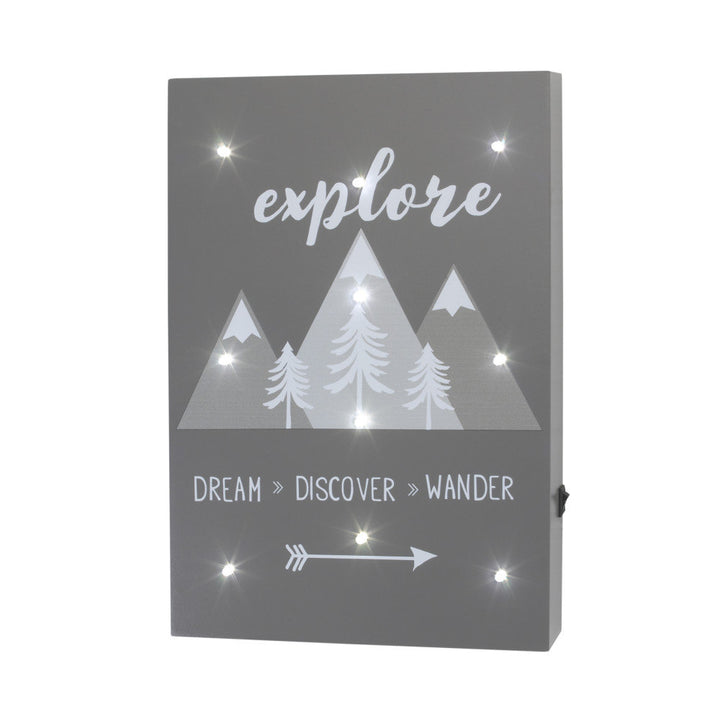 Little Love by NoJo Charcoal Spain Mountains "Explore, Dream, Discover, Wander" Lighted Wall Décor Zoomie Kids