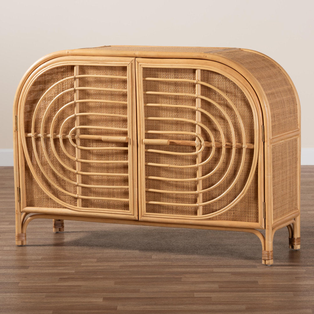 Ovalet Modern Bohemian Rattan 2-Door Sideboard Bay Isle Home™