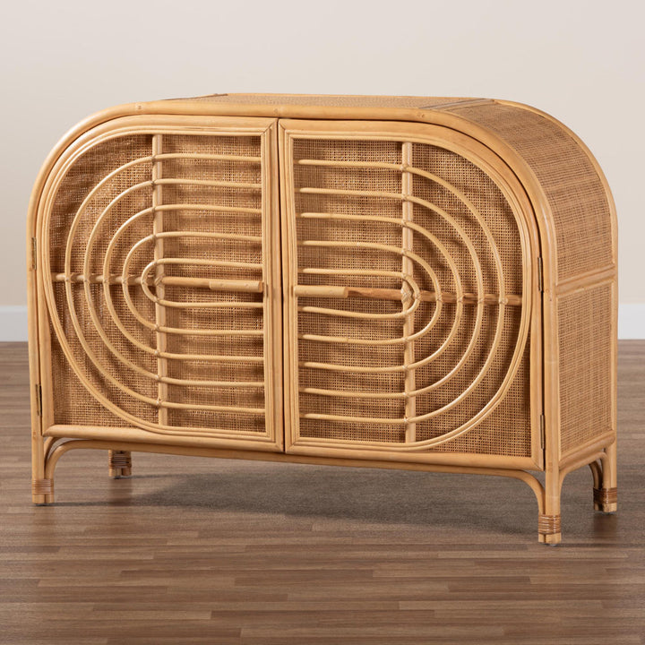 Ovalet Modern Bohemian Rattan 2-Door Sideboard Bay Isle Home™
