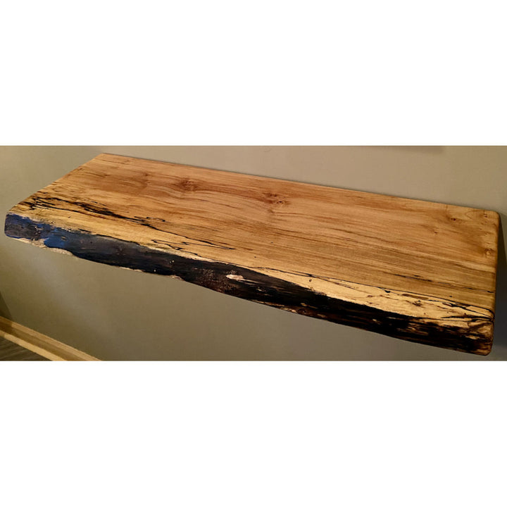 Maple Solid Wood Floating Shelf with Live Edge Steel Oak Size: 2" H x 24" W x 12" D