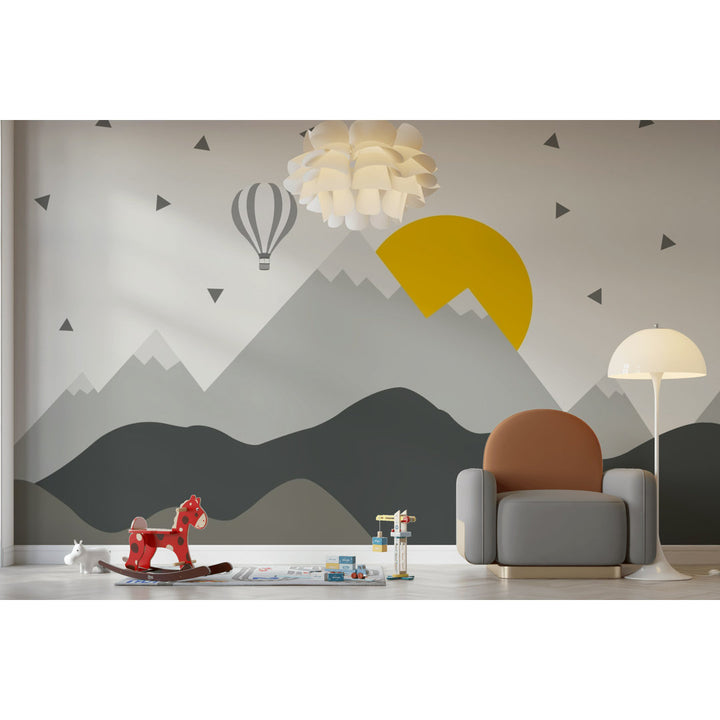 Aitken Peel And Stick Hot Air Balloon Kids Mountain Wallpaper Redwood Rover Size: 4" W x 72" L