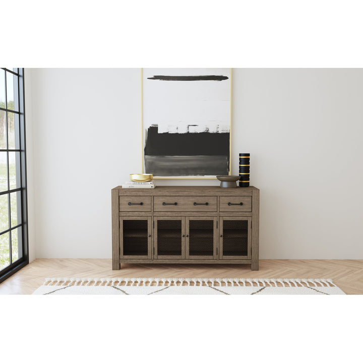Trevion 3-drawer 60-inch Solid Wood Sideboard Mistana™ Color: Dark Taupe