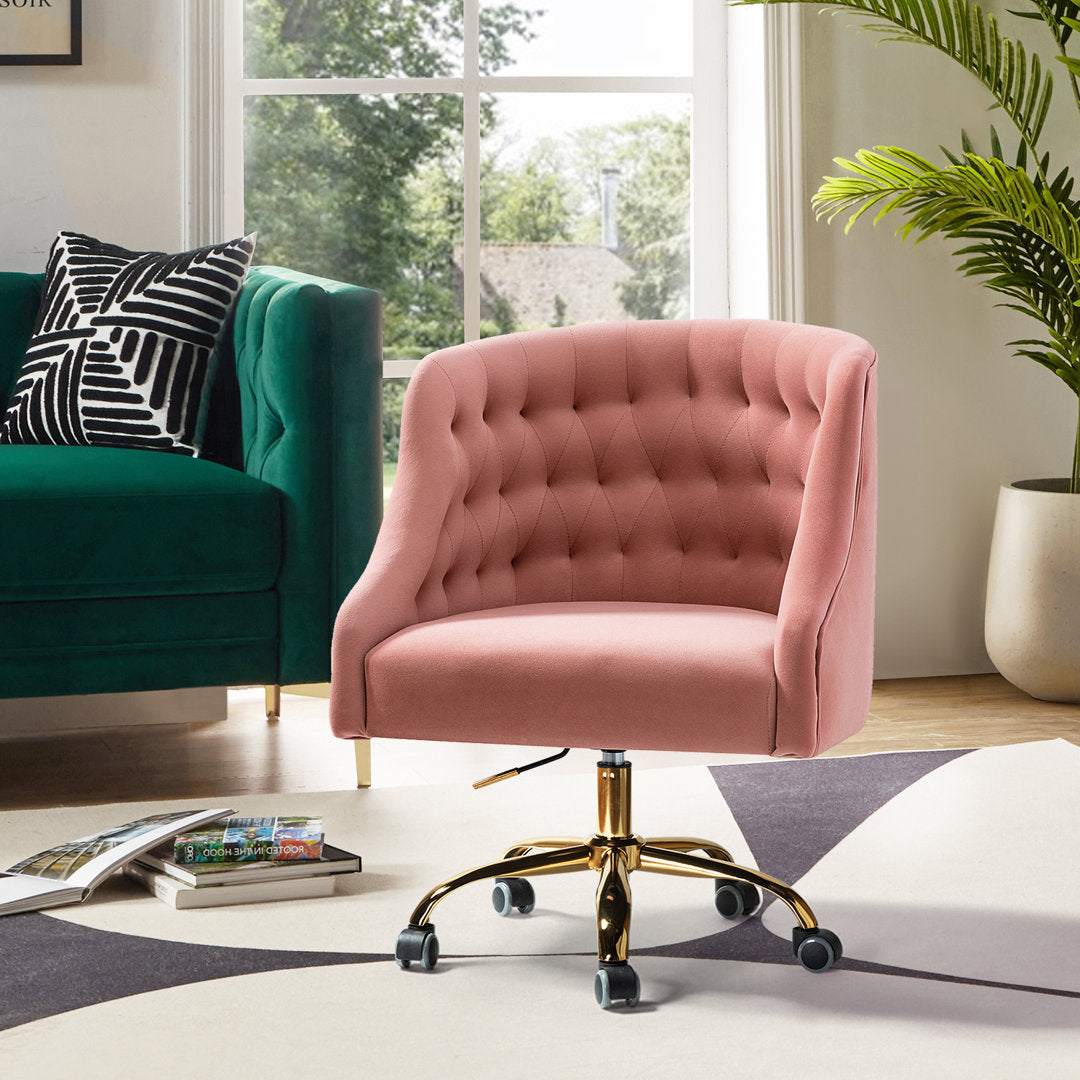 Louise 35.5'' H Velvet Hand-Curated Task Chair with Button Tufted Kelly Clarkson Home Upholstery Color: Pink Velvet