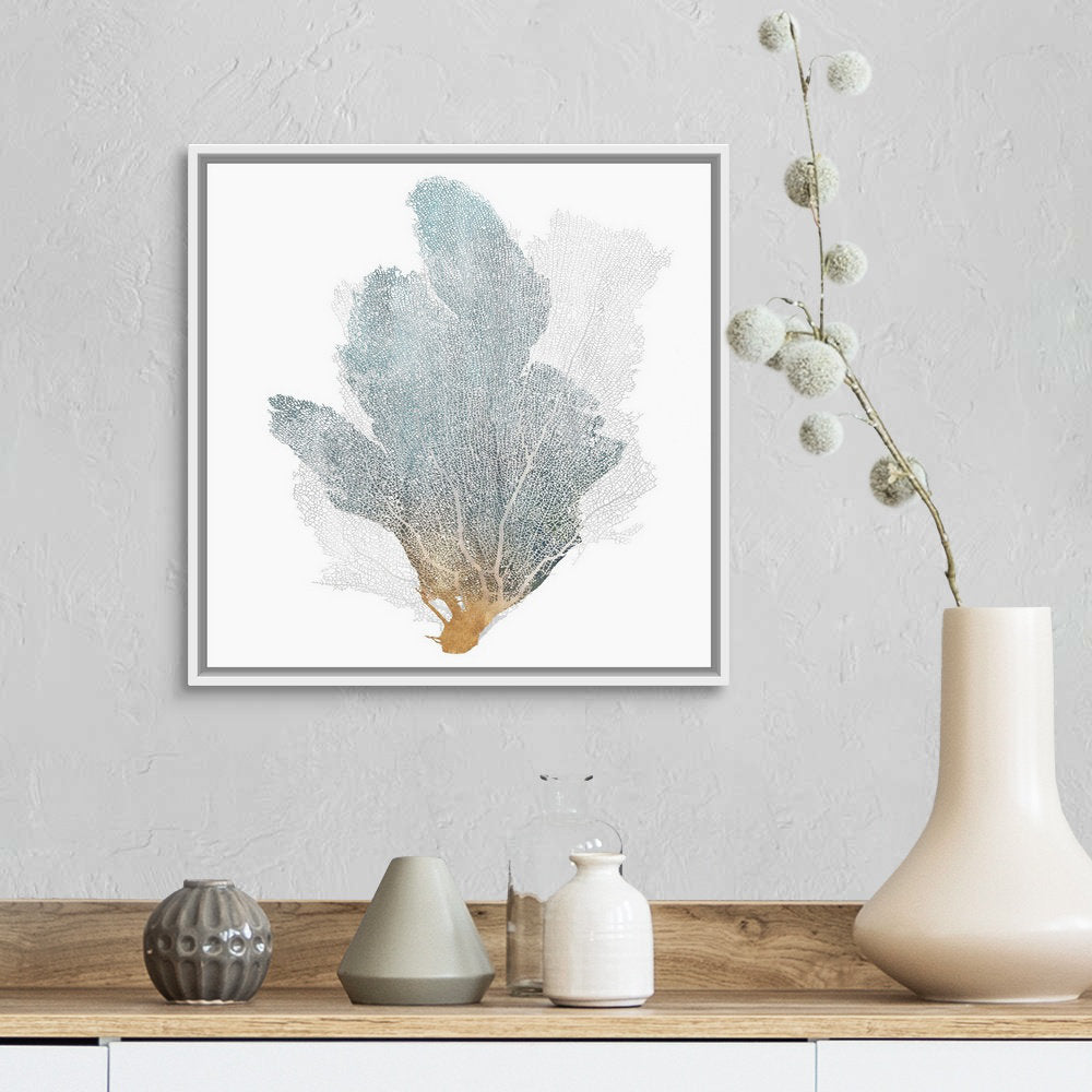 Delicate Coral II by Isabelle Z - Painting Print on Canvas Beachcrest Home™ Size: 18" H x 18" W x 1.75" D Format: White Floater Framed Canvas