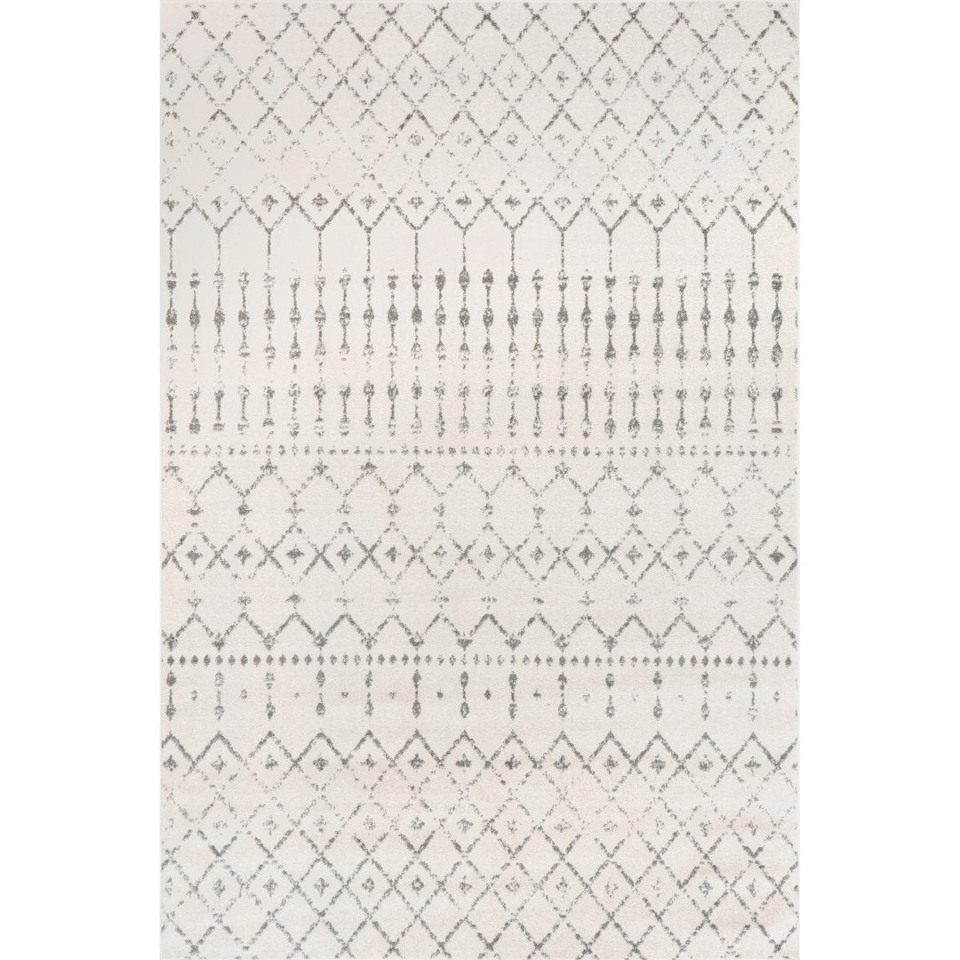 Giannini Geometric Moroccan Area Rug in Gray/ Off White Union Rustic Rug Size: Rectangle 3' x 5'