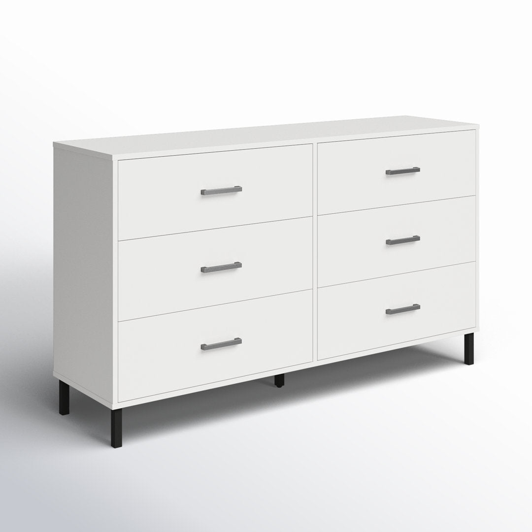 Alexei 6 Drawer 58.5" W Double Dresser Zipcode Design™ Color: White