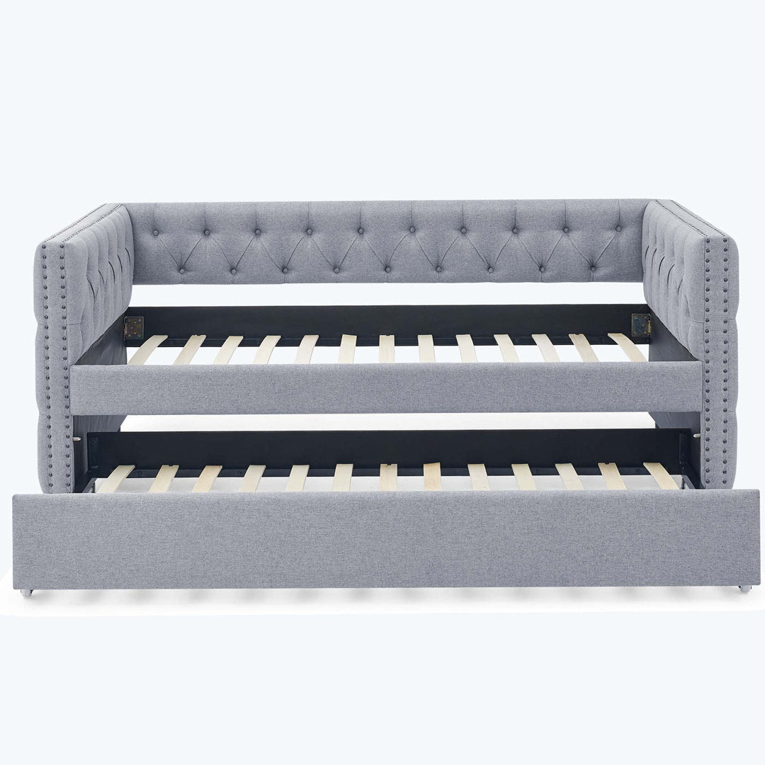 Daybed With Trundle Upholstered Tufted Sofa Bed,Platfrom Bed,Bed Frame Red Barrel Studio® Color: Gray Size: Twin Drawers Included: No