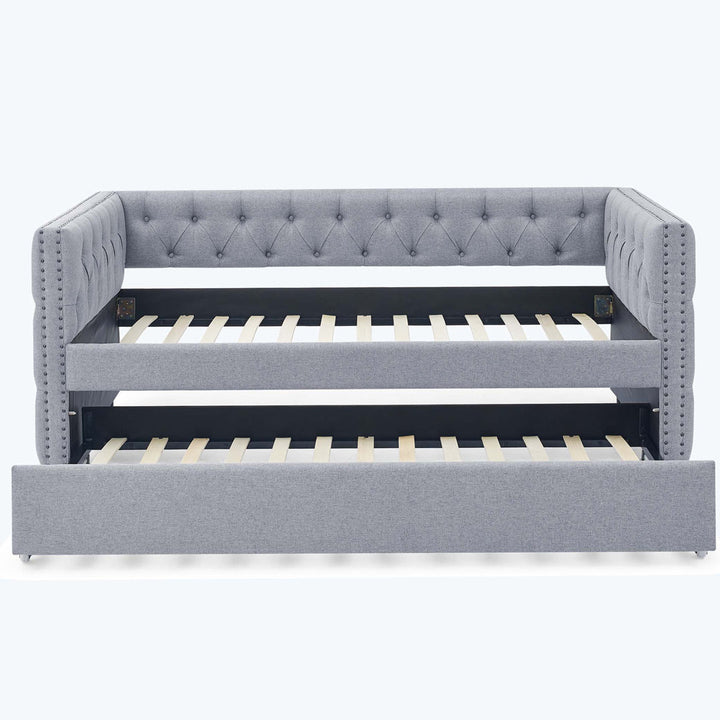 Daybed With Trundle Upholstered Tufted Sofa Bed,Platfrom Bed,Bed Frame Red Barrel Studio® Color: Gray Size: Twin Drawers Included: No