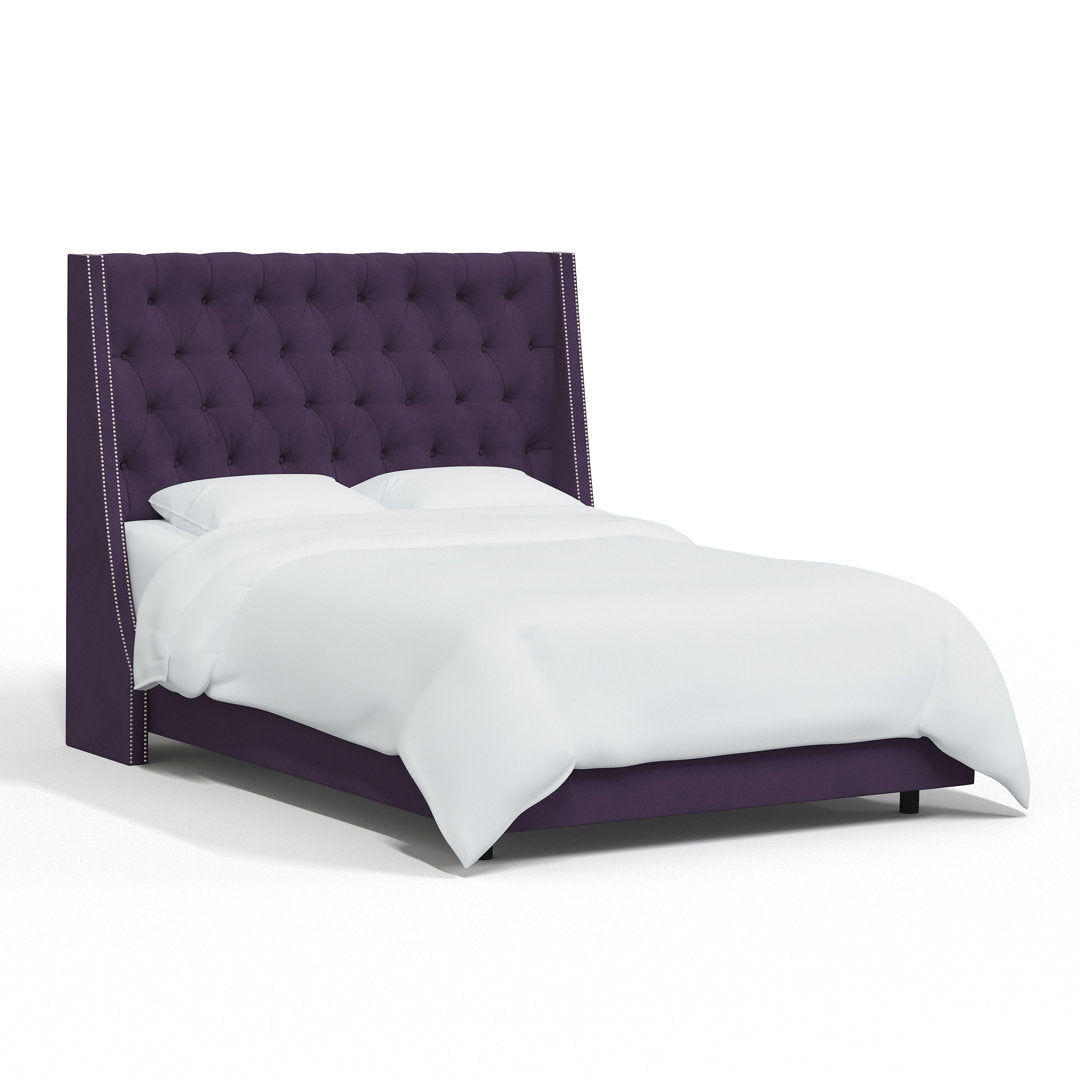 Annabel Upholstered Wingback Bed Kelly Clarkson Home Size: Full Body Fabric: Classic Aubergine Velvet
