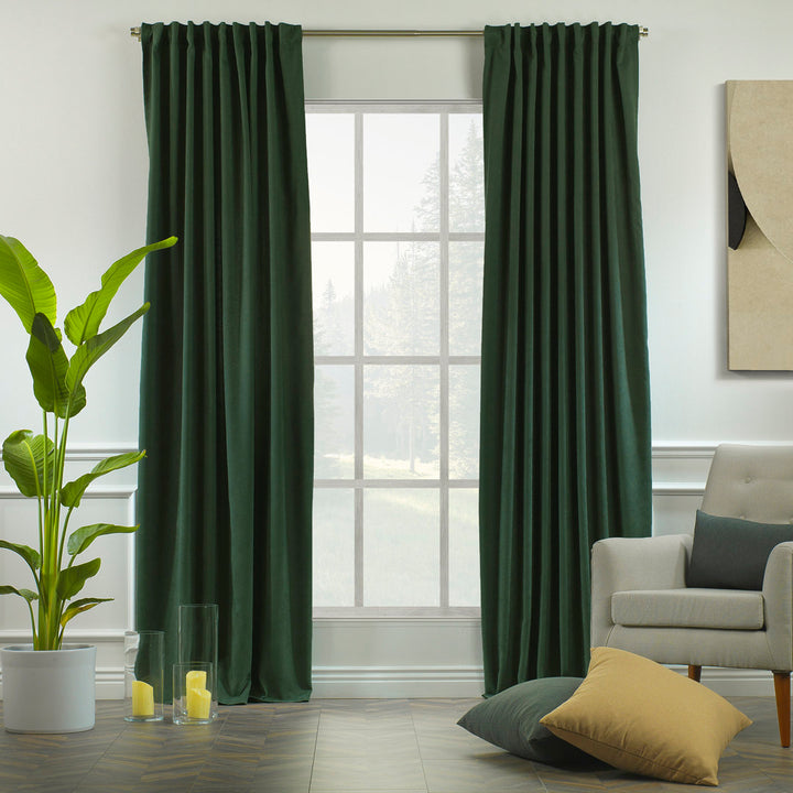 Extra wide x Extra Long Custom Made Decorative Single Panel Lilijan Home & Curtain Curtain Color: Dark Green Size per Panel: 100" W x 144" L