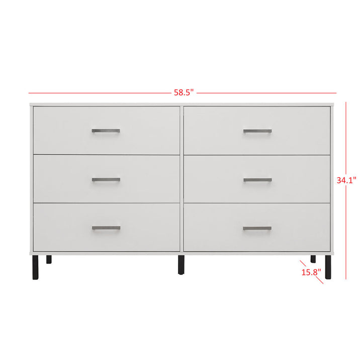 Alexei 6 Drawer 58.5" W Double Dresser Zipcode Design™ Color: White