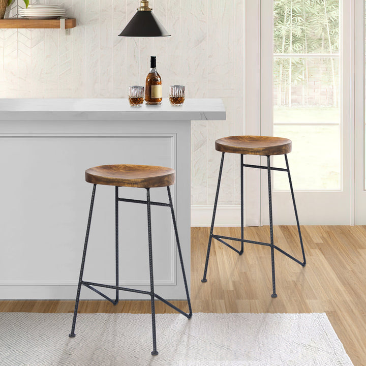 Travon Solid Wood 28" Bar Stool Union Rustic