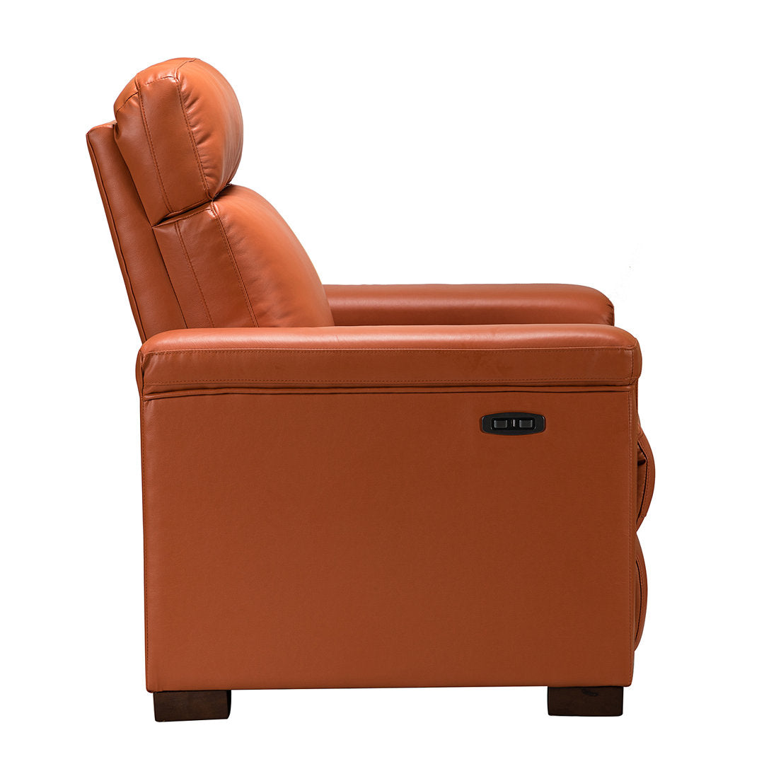 Aziah 34.65" Wide Genuine Leather Power Recliner With USB Port Wade Logan® Body Fabric: Brick Genuine Leather