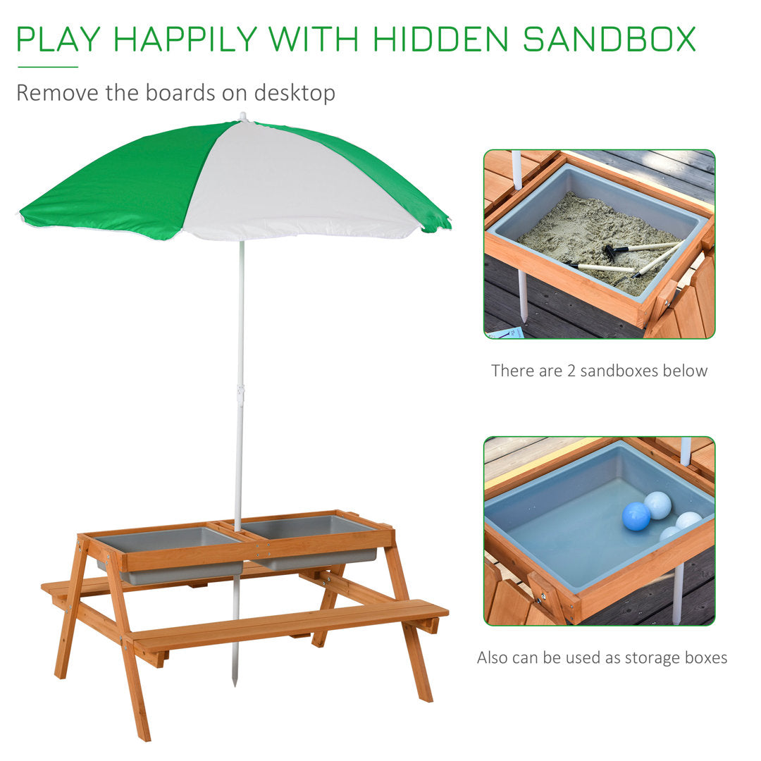 Elazer Kids Solid Wood Rectangular Outdoor Table and Bench Isabelle & Max™