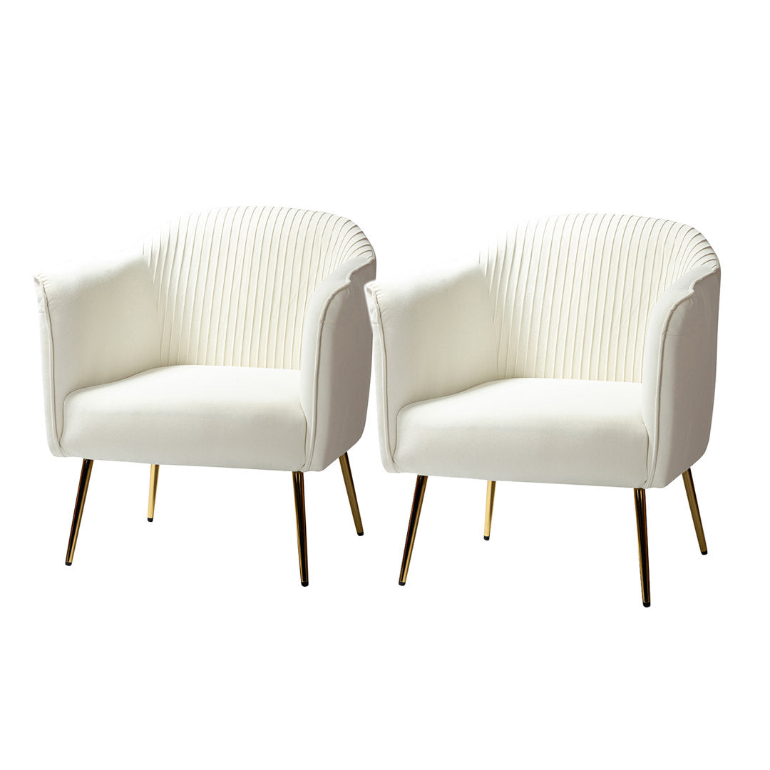 Ratzlaff 27" W Tufted Velvet Barrel Chair (Set of 2) Willa Arlo™ Interiors Fabric: Ivory Velvet