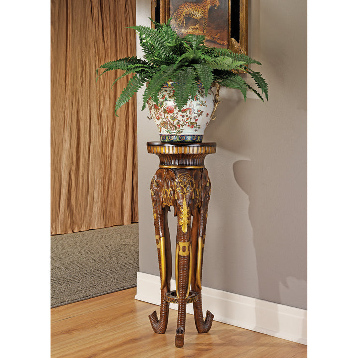 Majestic Elephant Pedestal Plant Stand Design Toscano