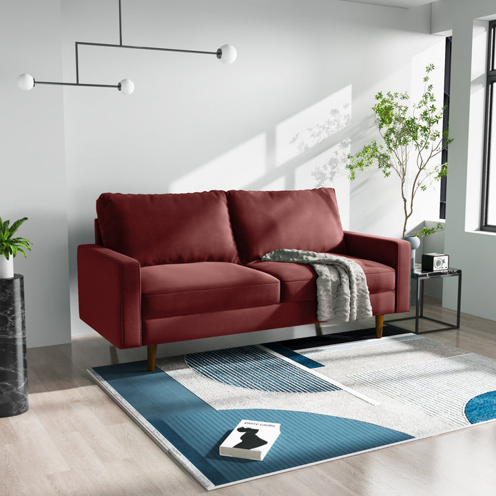 Markham 70" Velvet Square Arm Sofa Willa Arlo™ Interiors Fabric: Wine Red Polyester