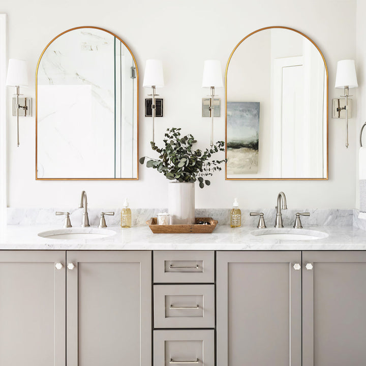 Arch Metal Arched Wall Mirror (Set of 2) Latitude Run® Size: 36'' x 24'' Finish: Gold