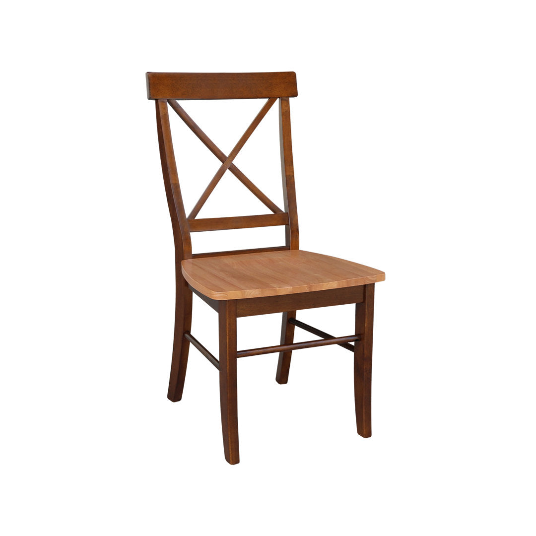 Solid Wood Cross Back Side Chair (Set of 2) August Grove® Color: Cinnamon/Espresso