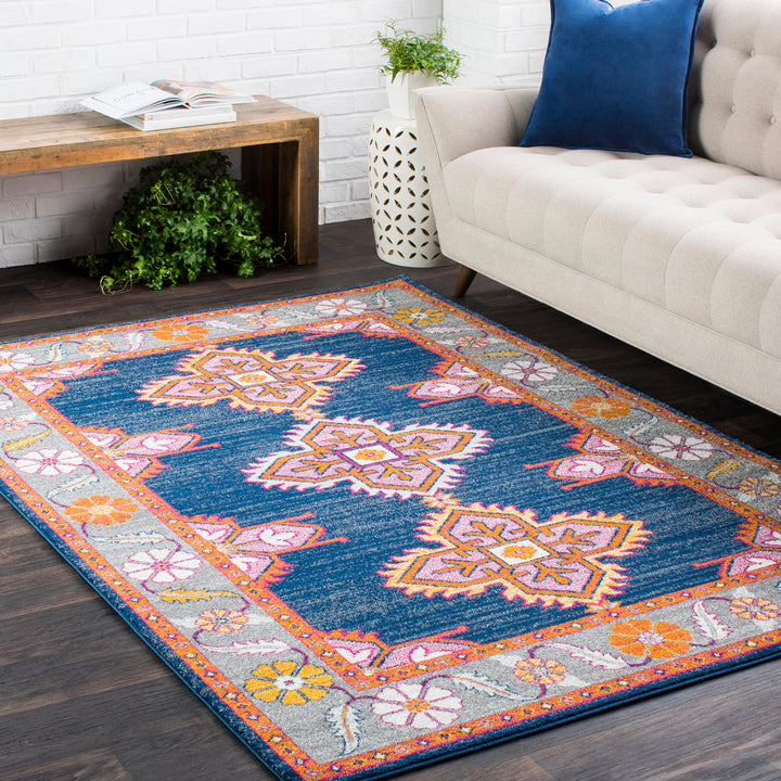Adelia Oriental Blue/Orange Area Rug Langley Street® Rug Size: Rectangle 9'3" x 12'6"