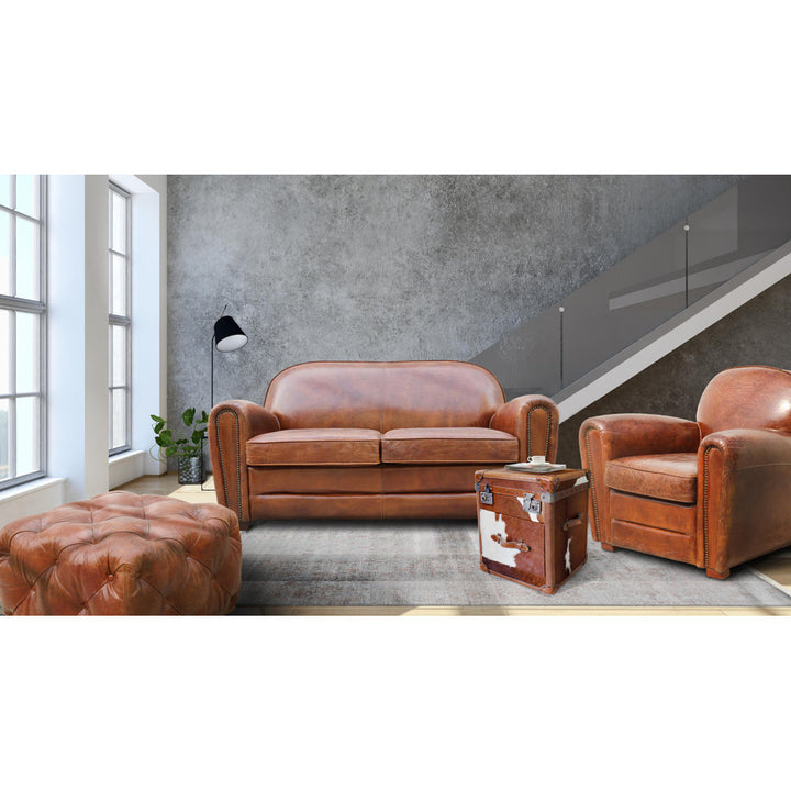 32" Wide Top Grain Leather Armchair Pasargad