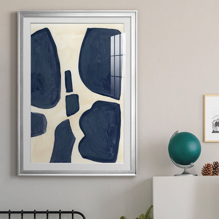 Blue Pieces II - Picture Frame Print Orren Ellis Size: 42.5" H x 30.5" W x 1" D Format: Silver
