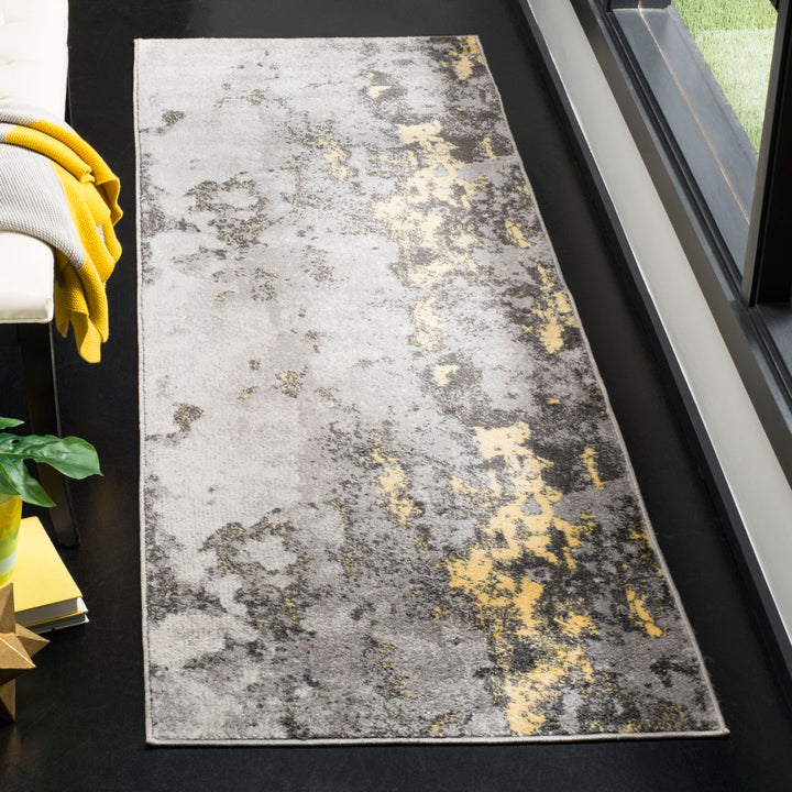 Riebe Abstract Power Loom Polypropylene Area Rug in Gray/Yellow Trent Austin Design® Rug Size: Runner 2'6" x 8'